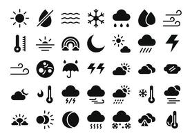 Weather glyph icons set. The collection includes in business, UI UX, social media and website. vector