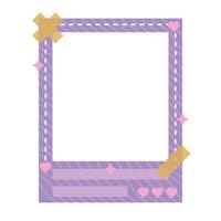 a purple frame with hearts and tape on it vector