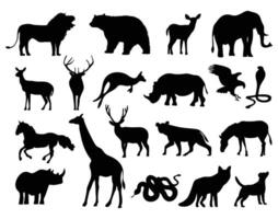 silueta animales recopilación. ilustración vector