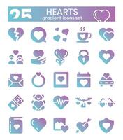 Hearts flat gradient icons set . illustration vector