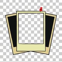 an empty photo frame with a red pin on it vector