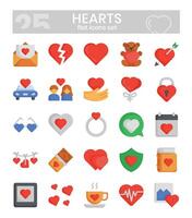 Hearts flat icons set . illustration vector