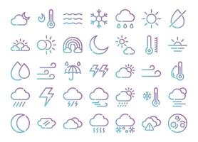 Weather gradient outline icons set. The collection includes in business, UI UX, social media and website. vector