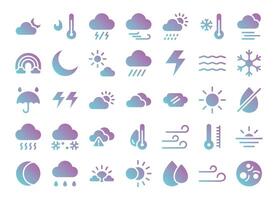 Weather flat gradient icons set. The collection includes in business, UI UX, social media and website. vector