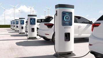 estação de carregamento ev, tecnologia de enchimento de energia limpa, carregamento de carros elétricos video