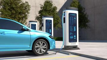 EV-Ladestation, saubere Energie-Fülltechnologie, Aufladen von Elektroautos video