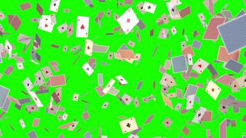 Playing cards on a green background video