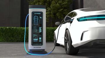 EV-Ladestation, saubere Energie-Fülltechnologie, Aufladen von Elektroautos video