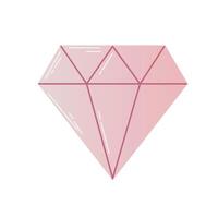 Trendy flat design, facet crystal diamond shape logo element in pink color. flat icon isolated on white background. illustration in flat style for web design, banner, flyer, invitation, card. vector