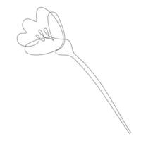 One line drawing flower. Blooming flower on minimalist black linear sketch isolated on white background. illustration vector