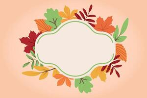 Autumn leaves frame, copy space. Shape with beautiful bright leaves around. Colorful design for greeting card or promotional poster. illustration in flat style. vector