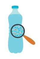 micro el plastico contaminación concepto. microplástico en agua. ambiental contaminación por tóxico desperdiciar. tóxico piezas en agua botella. ilustración aislado en blanco antecedentes. vector