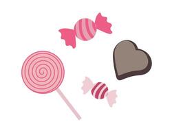 Simple sweets set. Valentines day concept. illustration in flat style for web design, banner, flyer, invitation, card. vector