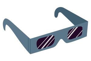 especial Gafas de sol a proteger ojos por acecho solar eclipse. sencillo ilustración en plano estilo aislado en blanco antecedentes. diseño elemento para proyecto, bandera, invitación. vector