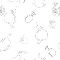 línea sin costura modelo en muestras, ornamento para envase papel textil tela loseta dibujo elemento, naturaleza comida gráfico diseño, eco Fruta ilustración elemento, blanco antecedentes. vector