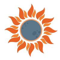 Sun and moon. Solar eclipse elements. Flat trendy illustration isolated on white background. vector