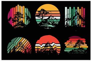 Outdoor Recreation, Nature Lover, Wilderness Camping, Mountain Hiking, Adventure Seeker, Sunset Silhouette vector