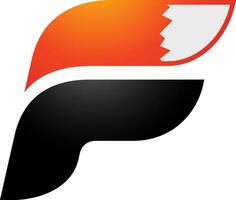 letra F con naranja cola zorro logo diseño vector