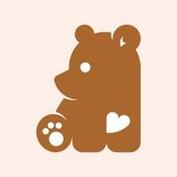 Cute Bear Cub Logo Design vector