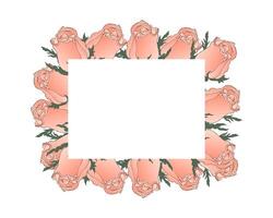 Frame with hand drawn roses for text. Postcard, holiday print vector