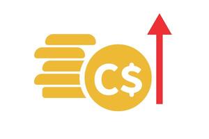 Canadian Dollar Price Increase. Canadian dollar coin icon. vector