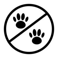 Pet prohibited, pet regulations. Animal paw and stop sign. vector