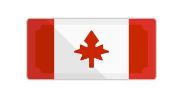 Canadian dollar bill icon with Canadian flag pattern. vector