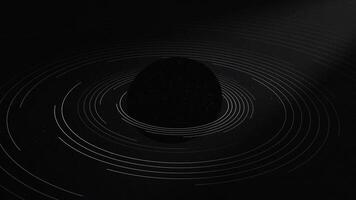 Background featuring a black and white spiral space ball with a planet orbiting amidst motion lines. video