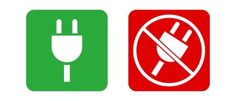 Outlet icon set. Charging available and charging prohibited sign. vector