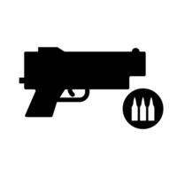 Gun pistol icon and bullet symbol. Bullet supply. vector