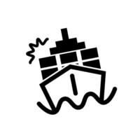 Colliding cargo ship icon. Cargo ship sinking. Sea transport. vector