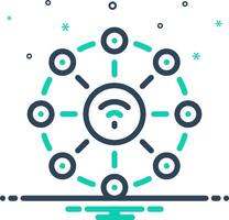 Solid black icon for network vector