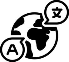 Solid black icon for foreign language vector