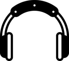 Solid black icon for headphones vector