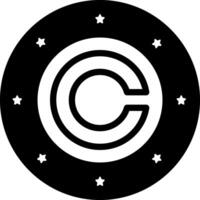 Solid black icon for copyright vector