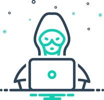 Solid black icon for hacker vector