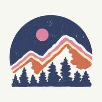 Nature mountain vintage hand drawing artwork for print editable vector