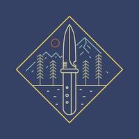The mountain of the nature and adventure knives perfect combination art work mono line vector