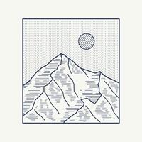 K2 Mountain second highest mountain in the world in mono line for badge, t-shirt, sticker, and other use vector