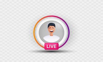3d realistic icon social media story live new badge design vector