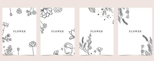 flower background with lavender,jasmine,magnolia.illustration for a4 page design vector