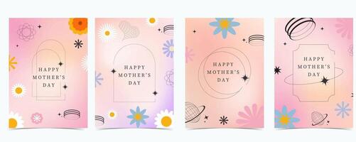 Collection of mother day background set with flower vector