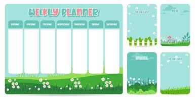 cute weekly planner background with natural. illustration for kid and baby.Editable element vector