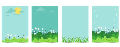 Collection of natural background set with garden.Editable illustration for vertical design vector
