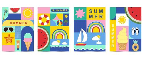 summer background with geometric style.illustration for a4 vertical design vector