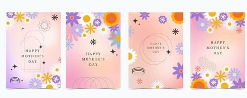 Collection of mother day background set with flower vector