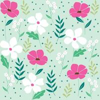 Abstract flat hand draw floral pattern background vector