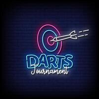 darts tournament neon Sign on brick wall background vector