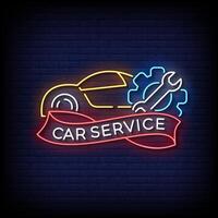 car service neon Sign on brick wall background vector