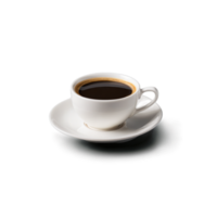 Café exprés taza minúsculo blanco porcelana con un platillo uno vacío y uno lleno con Rico png